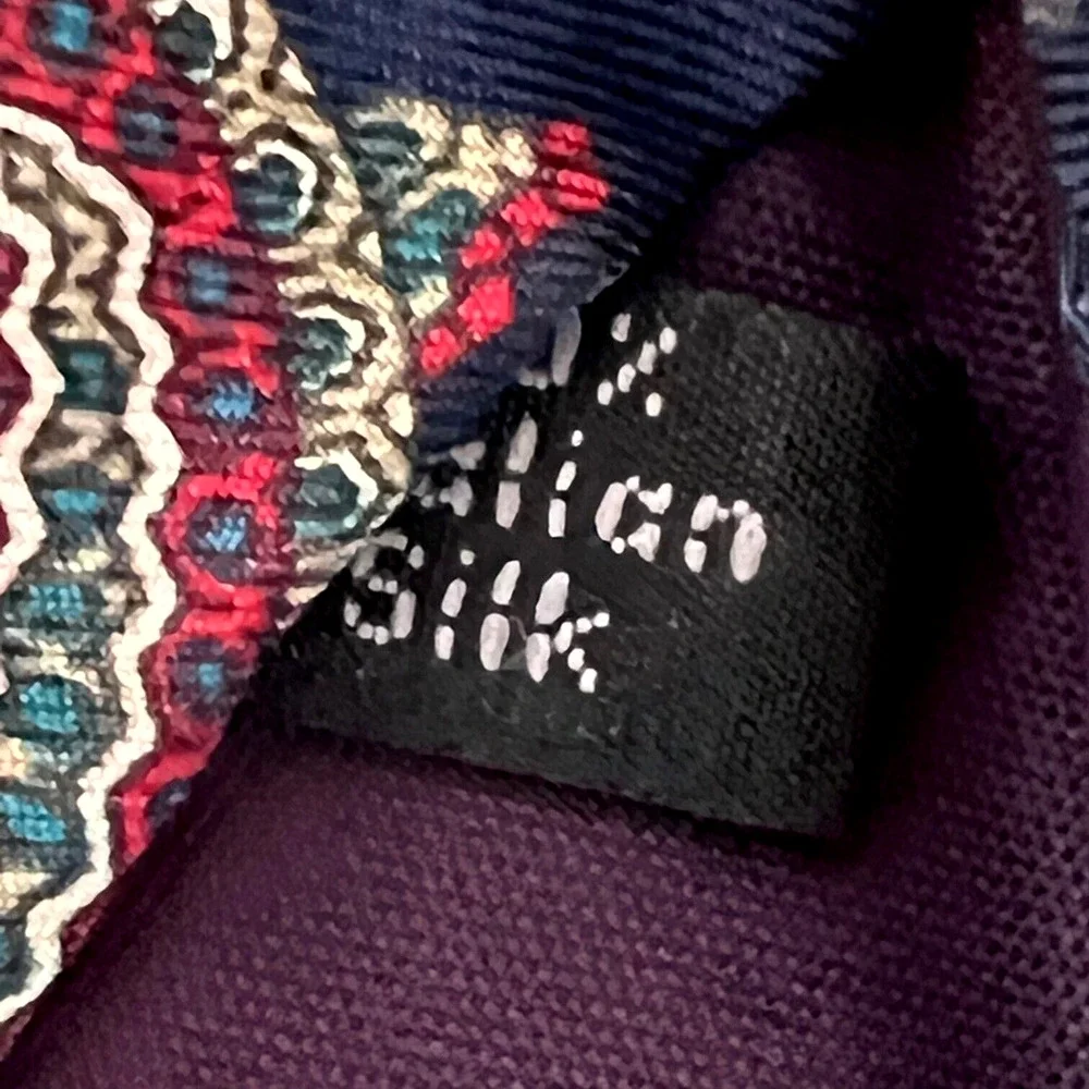 Royal Club Mens Italian Silk Tie Navy Blue Multicolor Paisley Floral